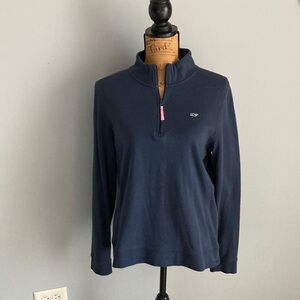 Vineyard Vines Navy Quarterf Zip Sweatshirt Women Size Large
